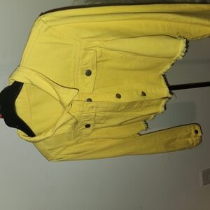 SHEIN Vibrant Yellow Frayed Denim Jacket